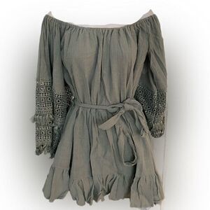 Petal Roz Pixie Dress- M green cotton , NWT , boho